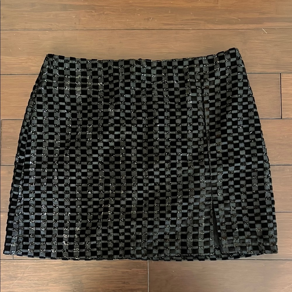 Black Velvet Shimmery Checkered Skirt